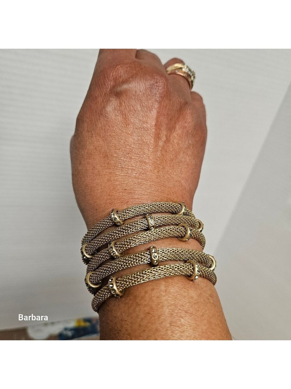 Vintage Is 5-Strand Gold-tone Mesh Rope Bracelet with Crystal Embellishments